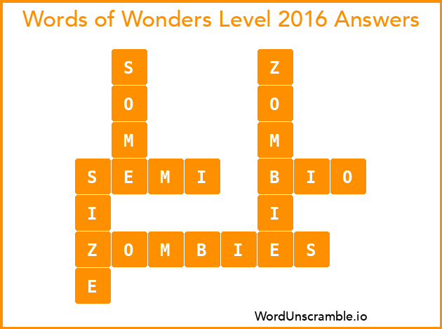 Words of Wonders Level 2016 Answers