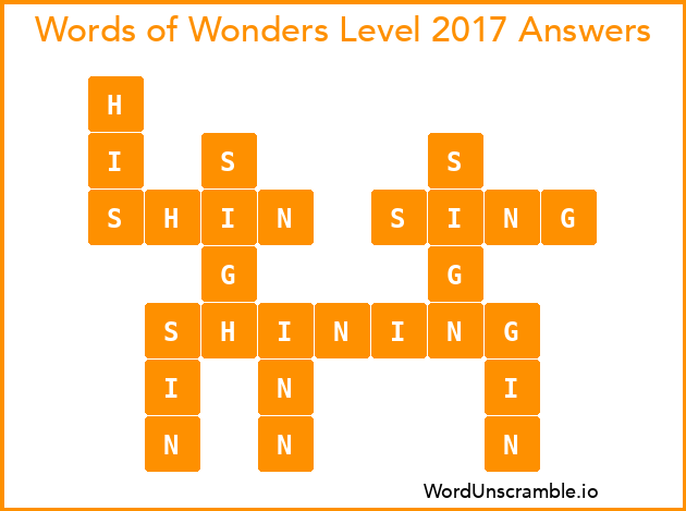 Words of Wonders Level 2017 Answers