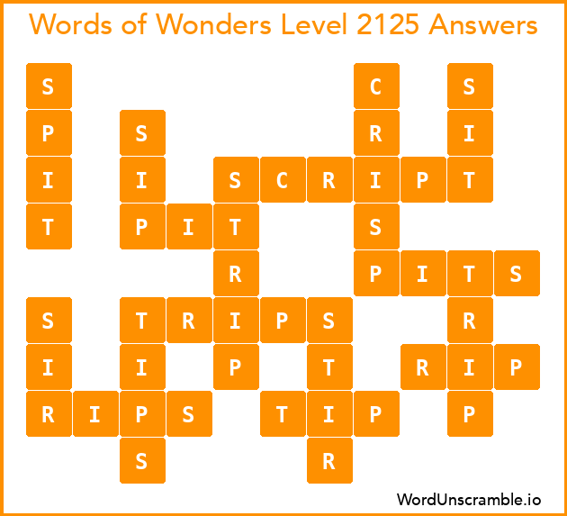 Words of Wonders Level 2125 Answers