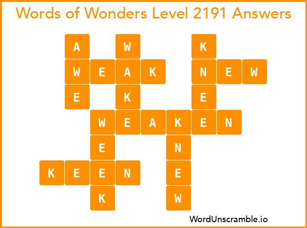 Words of Wonders Level 2191 Answers