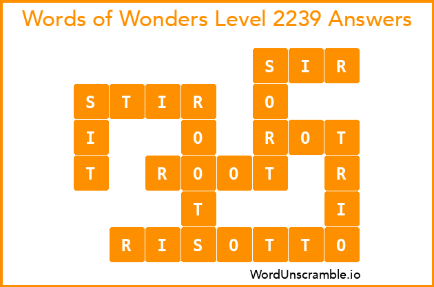Words of Wonders Level 2239 Answers