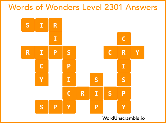 Words of Wonders Level 2301 Answers