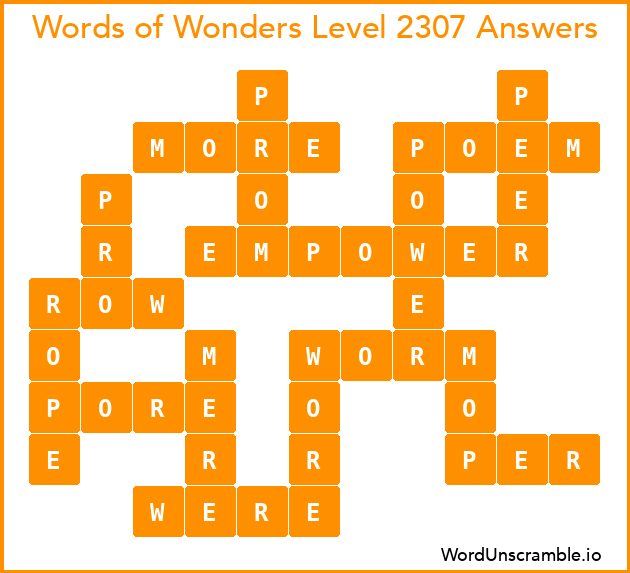 Words of Wonders Level 2307 Answers