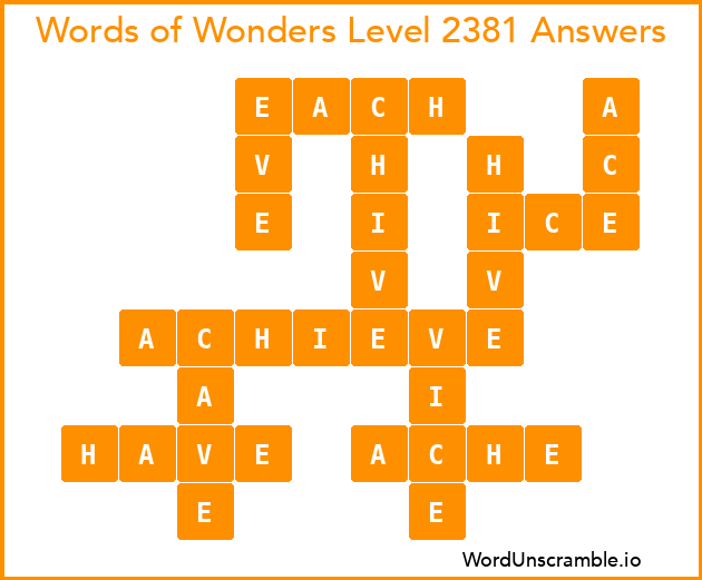 Words of Wonders Level 2381 Answers