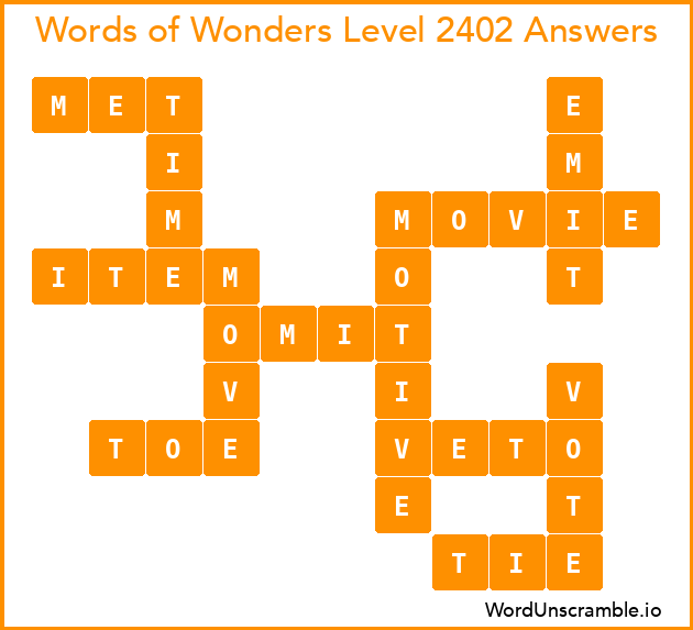 Words of Wonders Level 2402 Answers