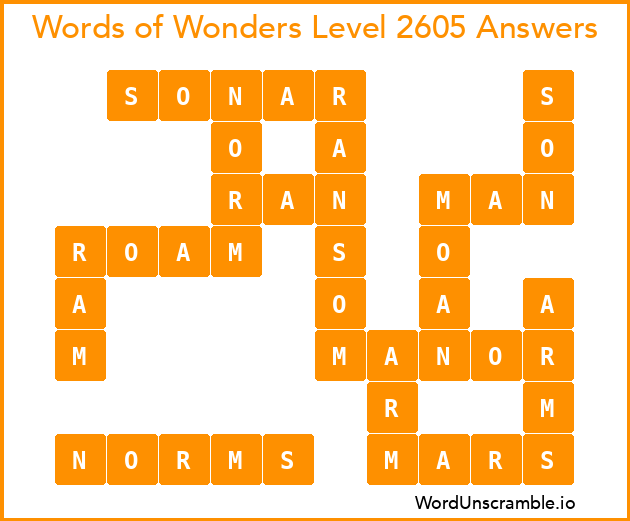 Words of Wonders Level 2605 Answers