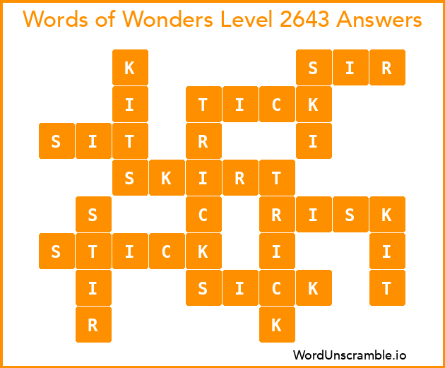 Words of Wonders Level 2643 Answers
