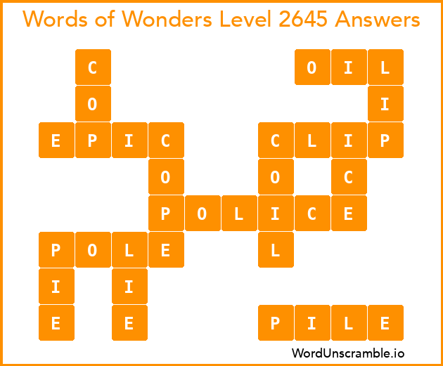 Words of Wonders Level 2645 Answers