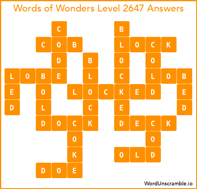 Words of Wonders Level 2647 Answers