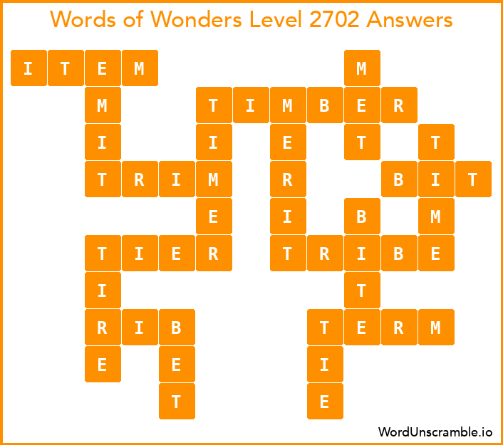 Words of Wonders Level 2702 Answers