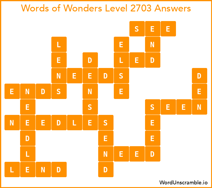 Words of Wonders Level 2703 Answers
