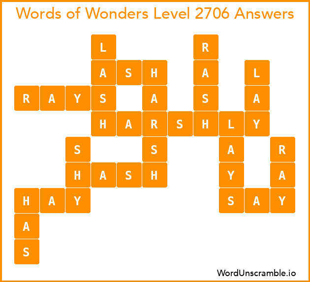 Words of Wonders Level 2706 Answers