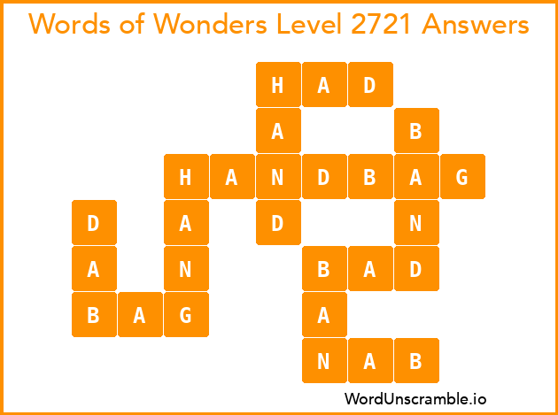 Words of Wonders Level 2721 Answers