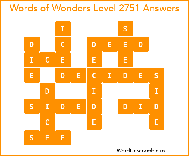 Words of Wonders Level 2751 Answers