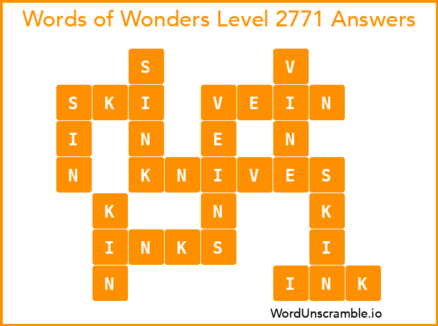 Words of Wonders Level 2771 Answers