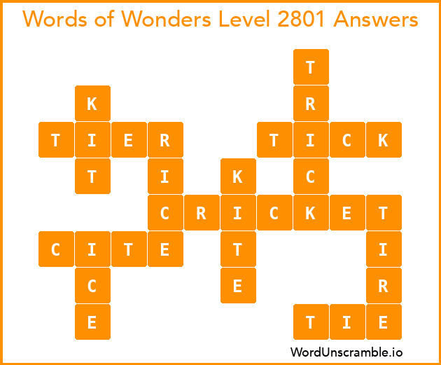 Words of Wonders Level 2801 Answers