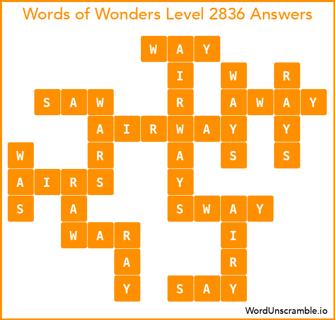 Words of Wonders Level 2836 Answers