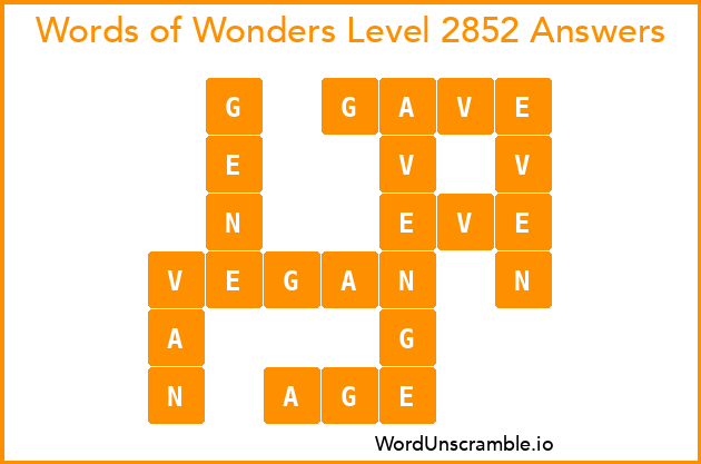 Words of Wonders Level 2852 Answers