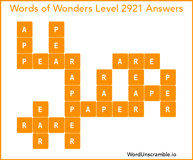 Words of Wonders Level 2921 Answers