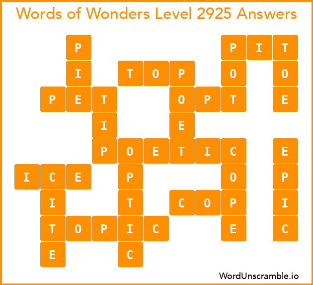 Words of Wonders Level 2925 Answers