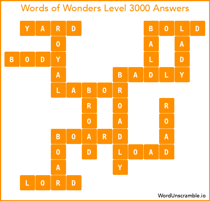 Words of Wonders Level 3000 Answers