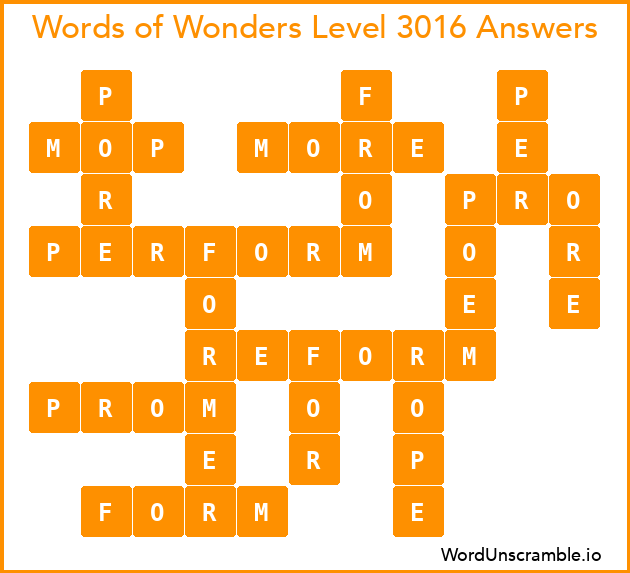 Words of Wonders Level 3016 Answers
