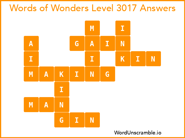 Words of Wonders Level 3017 Answers