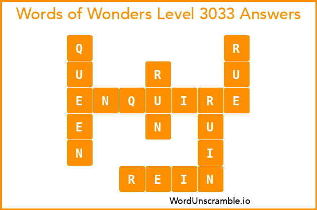 Words of Wonders Level 3033 Answers