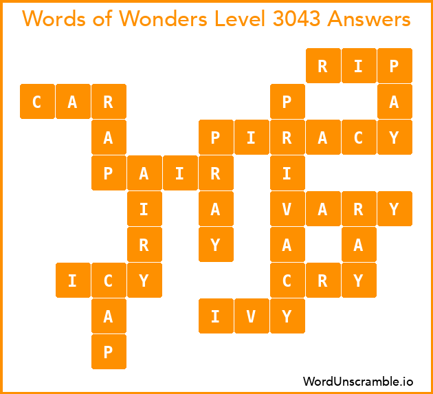Words of Wonders Level 3043 Answers