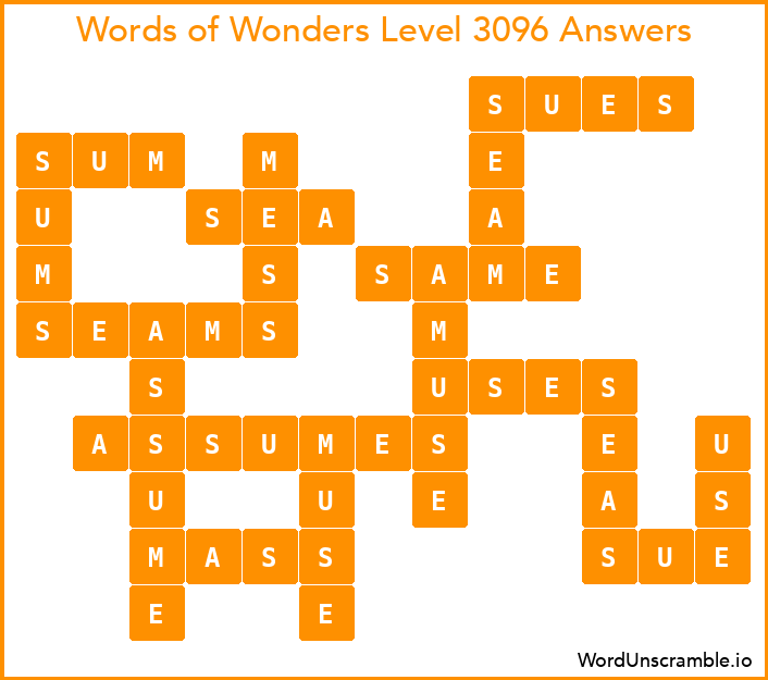 Words of Wonders Level 3096 Answers
