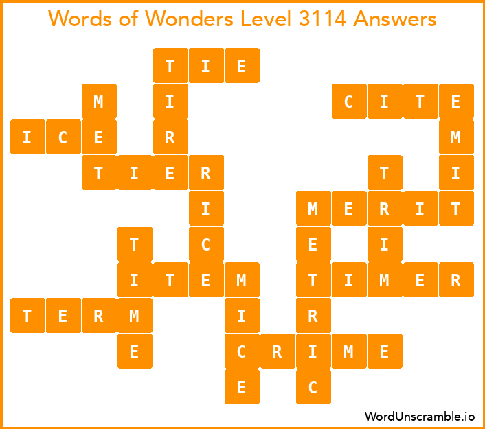 Words of Wonders Level 3114 Answers