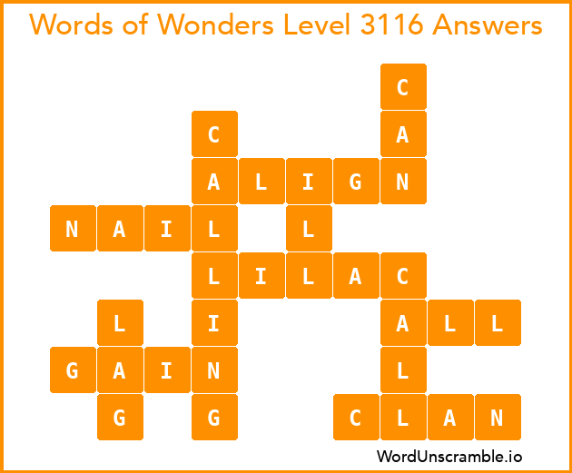 Words of Wonders Level 3116 Answers