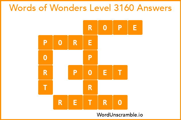 Words of Wonders Level 3160 Answers