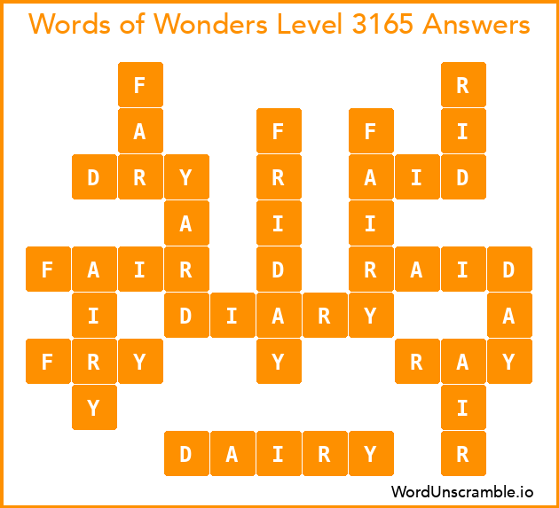 Words of Wonders Level 3165 Answers