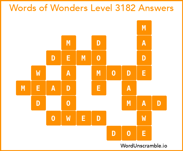 Words of Wonders Level 3182 Answers
