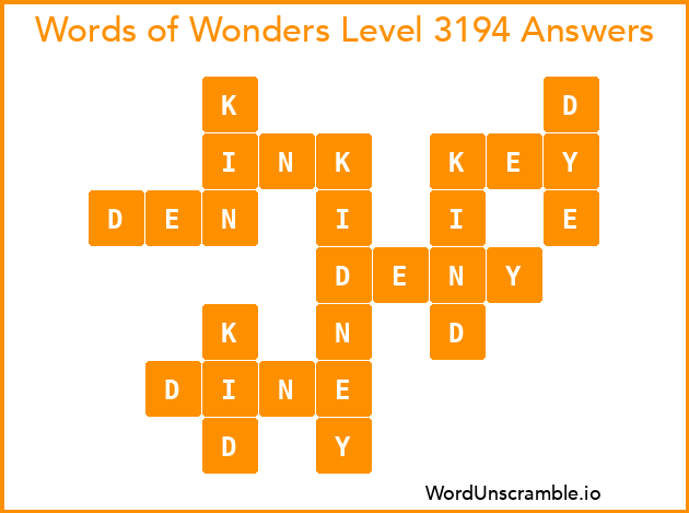 Words of Wonders Level 3194 Answers