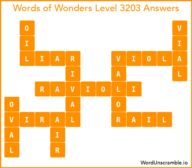 Words of Wonders Level 3203 Answers