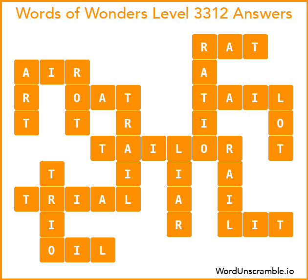 Words of Wonders Level 3312 Answers