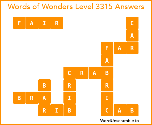 Words of Wonders Level 3315 Answers