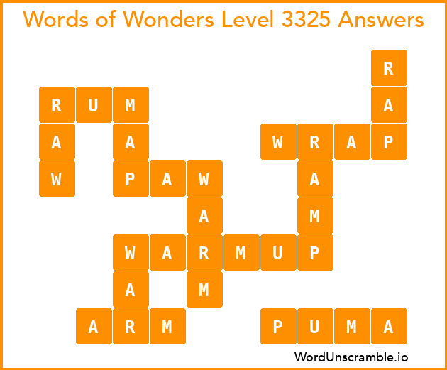 Words of Wonders Level 3325 Answers