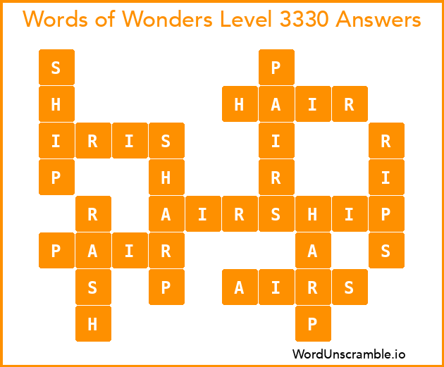 Words of Wonders Level 3330 Answers