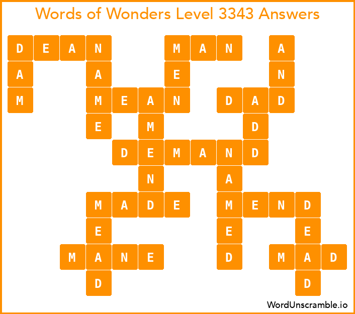 Words of Wonders Level 3343 Answers