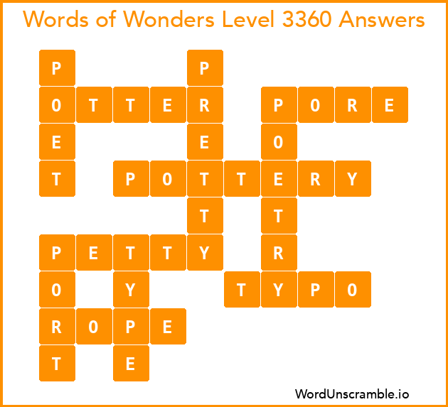 Words of Wonders Level 3360 Answers