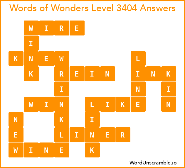 Words of Wonders Level 3404 Answers