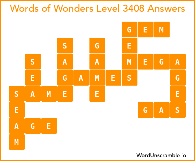 Words of Wonders Level 3408 Answers