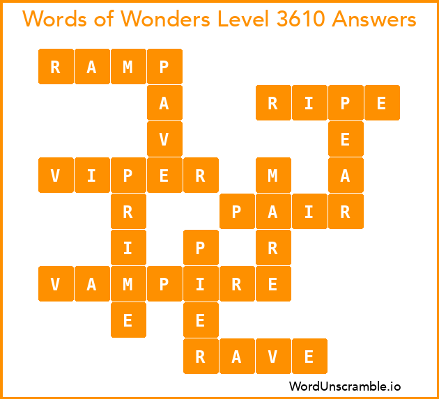 Words of Wonders Level 3610 Answers