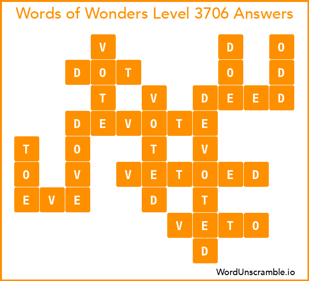 Words of Wonders Level 3706 Answers
