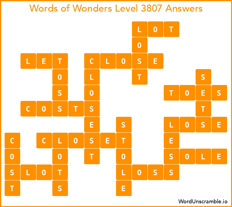 Words of Wonders Level 3807 Answers