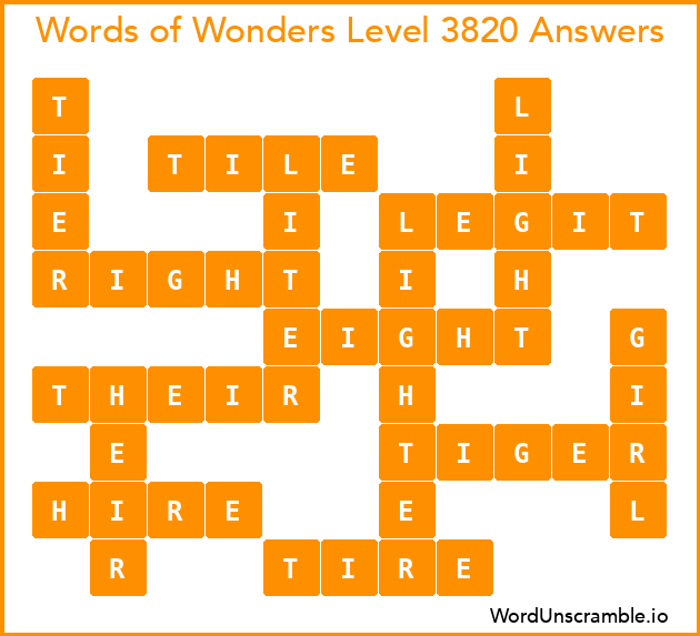 Words of Wonders Level 3820 Answers