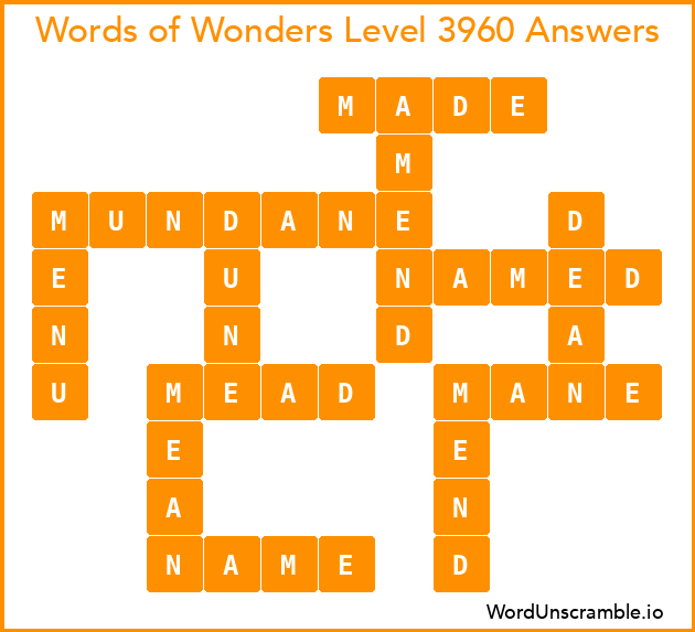 Words of Wonders Level 3960 Answers